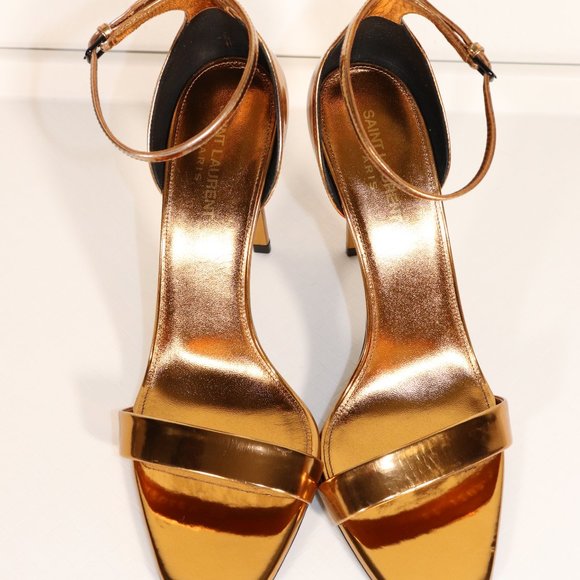 NWT & Box Yves Saint Laurent Strappy Heels in Egypt Gold - Picture 5 of 13